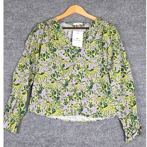 PS Paul Smith New $225 Floral Print Button Front Long Sleeve Top Women Sz 38 (2)
